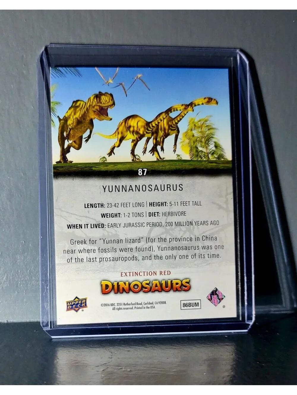 2015 Upper Deck Dinosaurs Yunnanosaurus Extinction Red Parallel #87 Card